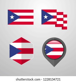 Puerto Rico flag design set vector
