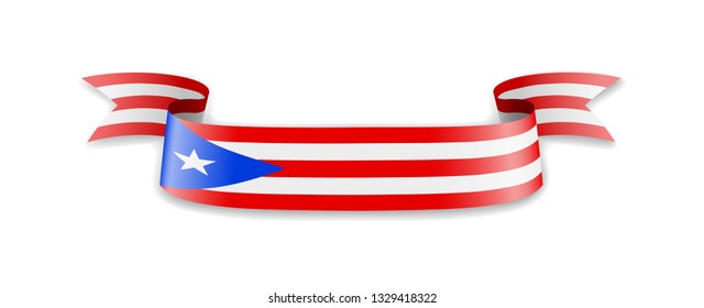Puerto Rico flag in the form of wave ribbon. Vector illustration.