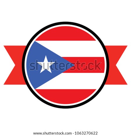 Puerto Rico Flag Glossy Round Button Stock Vector Royalty Free