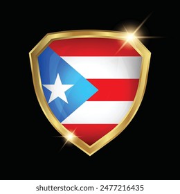 Puerto Rico Flag Golden Shield Logo