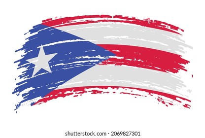 Puerto Rico flag in grunge brush stroke, vector image