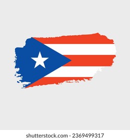 Puerto Rico flag with grunge texture. Vector illustration of Puerto Rico flag painted with brush with grunge effect and watercolor stroke. Happy Independence Day.