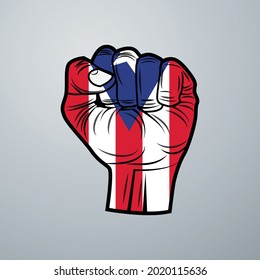 Puerto Rico Flag with Hand Design isolated on white background. Vector illustration