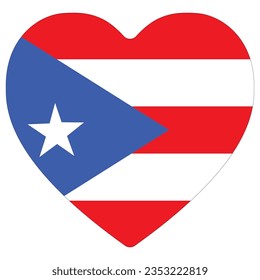 Puerto Rico flag heart shape. Flag of Puerto Rico heart shape