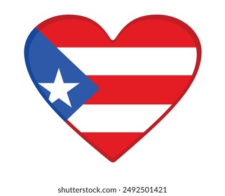 Bandera de Puerto Rico en forma de corazón. Vector