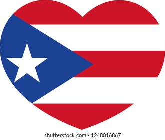 Puerto Rico flag in a Heart vector, sticker, language