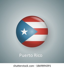 Icono de bandera de Puerto Rico círculo 3d gradiente aislado