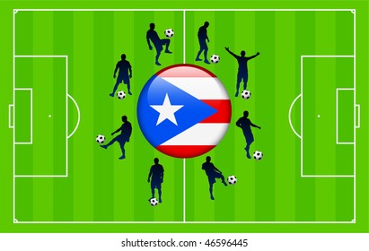 Puerto Rico Flag Icon Internet Button with Soccer Match Original Vector Illustration