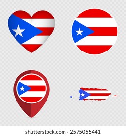 Puerto Rico Flag Icons Pack. Vector illustration.