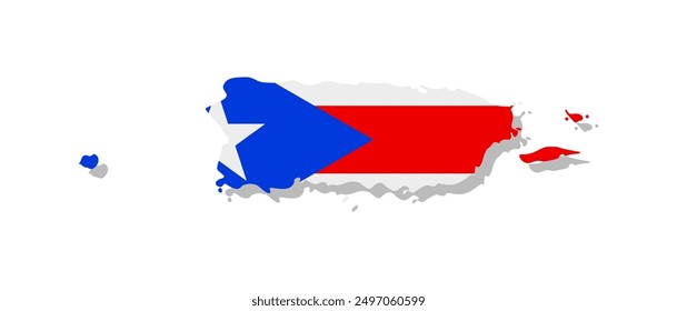 Puerto Rico - Flag inscribed in the contour of the country. Vector illustration.