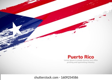 Puerto Rico flag made in brush stroke background. National day of Puerto Rico. Creative Puerto Rico national country flag icon. Abstract painted grunge style brush flag background.