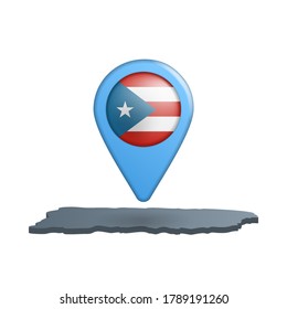 Puerto Rico flag map pin on white