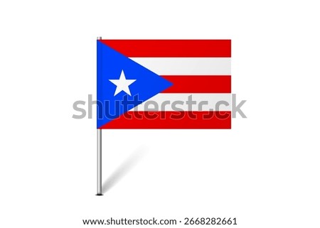 Puerto Rico flag - map pin flag representing a country cultural identity and heritage. The essence of national pride and unity. Map pin flag stuck in a white background