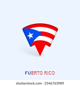 Puerto Rico Flag Map Pointer Design with Shadow. Vector illustrator.