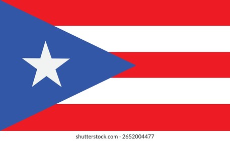 Puerto Rico Flag – National Flag of Puerto Rico, Republic of Puerto Rico Banner, Red, White, and Blue Star Stripes, Vector Illustration