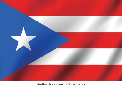 Puerto Rico flag. The official ratio. The wavy flag. Standard size. Standard color. Flag icon. 3d illustration. Computer illustration. Digital illustration. Vector illustration.