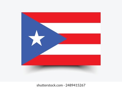 Bandera de Puerto Rico. Bandera de Puerto Rico. La proporción oficial. Icono de marca. Color estándar. Tamaño estándar. Una bandera rectangular. Ilustración de computadora. Ilustración digital Ilustración vectorial.