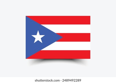 Bandera de Puerto Rico. Bandera de Puerto Rico. La proporción oficial. Icono de marca. Color estándar. Tamaño estándar. Una bandera rectangular. Ilustración de computadora. Ilustración digital Ilustración vectorial.