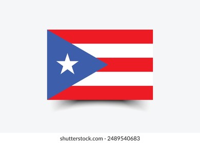 Bandera de Puerto Rico. Bandera de Puerto Rico. La proporción oficial. Icono de marca. Color estándar. Tamaño estándar. Una bandera rectangular. Ilustración de computadora. Ilustración digital Ilustración vectorial.