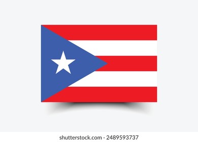 Bandera de Puerto Rico. Bandera de Puerto Rico. La proporción oficial. Icono de marca. Color estándar. Tamaño estándar. Una bandera rectangular. Ilustración de computadora. Ilustración digital Ilustración vectorial.