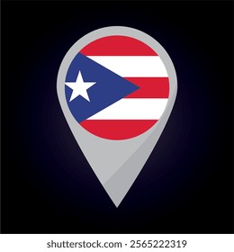 Puerto Rico Flag on Location Pin. vector illustration