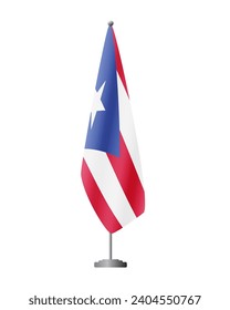 Puerto Rico flag on flag stand for official meetings, transparent background, vector