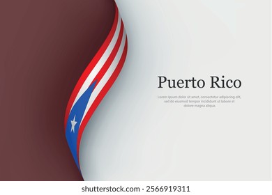 Puerto Rico flag on Waving ribbon. Template for independence day