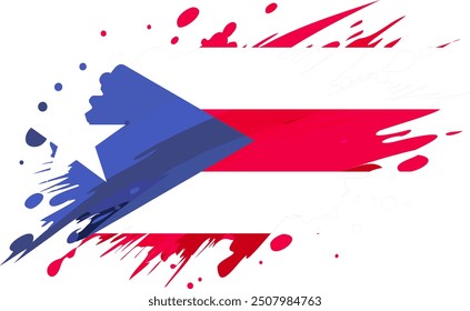 Puerto Rico flag painted with Grunge brush stroke, watercolor flag style.