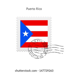 Puerto Rico Flag Postage Stamp on white background. Vector illustration.