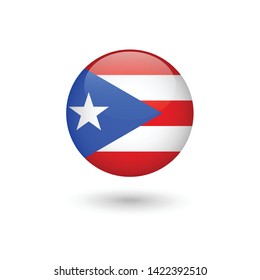 Puerto Rico flag - round glossy button, Vector image and icon