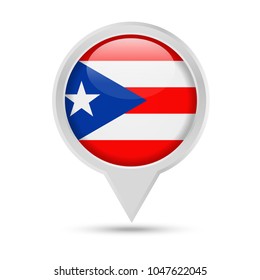 Puerto Rico Flag Round Pin Vector Icon - Illustration
