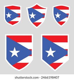 Puerto Rico Flag Set in Shield Frame