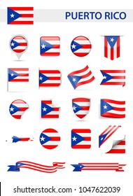 Puerto Rico Flag Set - Vector Illustration