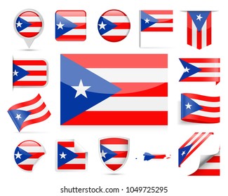 Puerto Rico Flag Set - Vector Illustration