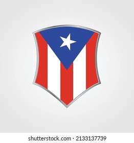 Puerto Rico Flag with Shield Frame. National Flag