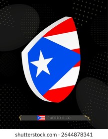 Puerto Rico Flag Shield icon in 3D on Dark Modern Abstract Rugby Background. Perfect for sports events, heritage themes, national celebrations, and patriotic designs.