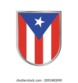 Puerto Rico flag with silver frame vector design