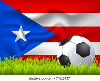 Puerto Rico flag and soccer ball