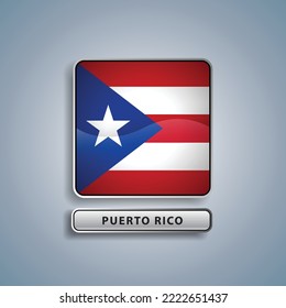 Puerto Rico flag square button vector illustration