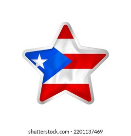 Puerto Rico Fahne im Stern. Button-Stern und Flaggen-Vorlage. Einfache Bearbeitung und Vektorgrafik in Gruppen. Nationale Flagge, Vektorgrafik auf weißem Hintergrund.