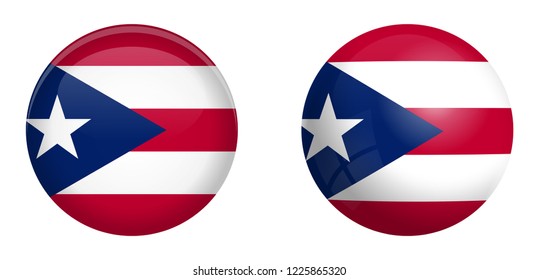 Puerto rico flag under 3d dome button and on glossy sphere / ball.
