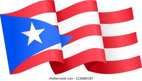 Puerto Rico flag wave  isolated  on png or transparent background,Symbol Puerto Rico,template for banner,card,advertising ,promote,and business matching country poster, vector illustration