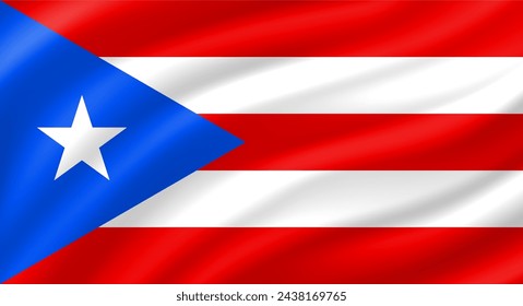 Puerto Rico flag waving. Background. Vector