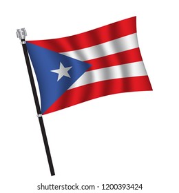 Puerto Rico flag , flag of Puerto Rico waving on flag pole, vector illustration EPS 10.