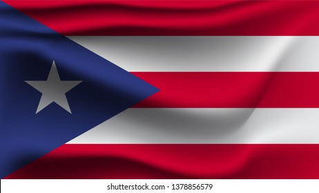 Puerto Rico flag waving with the wind  3D illustration wave flag