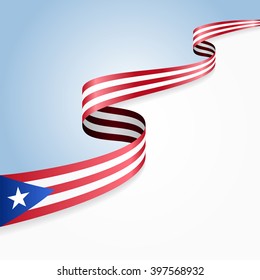 Puerto Rico flag wavy abstract background. Vector illustration.