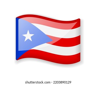 Puerto Rico flag - Wavy flag bright glossy icon isolated on white background