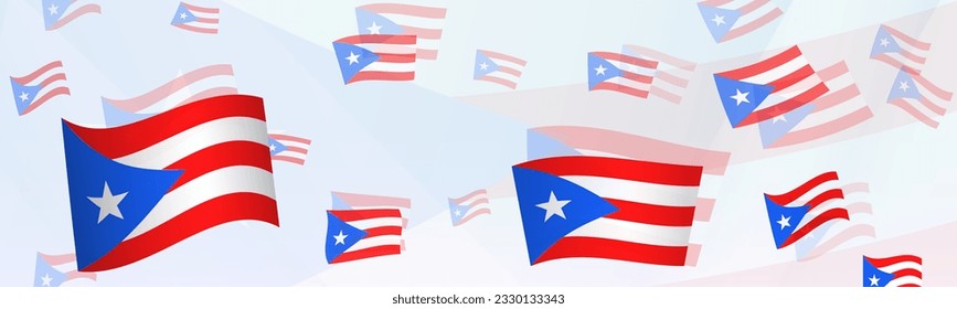 Puerto Rico flag-themed abstract design on a banner. Abstract background design with National flags. Vector illustration.