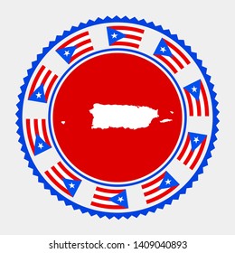 Puerto Rico flat stamp. Round logo with map and flag of Puerto Rico. Vector illustration.