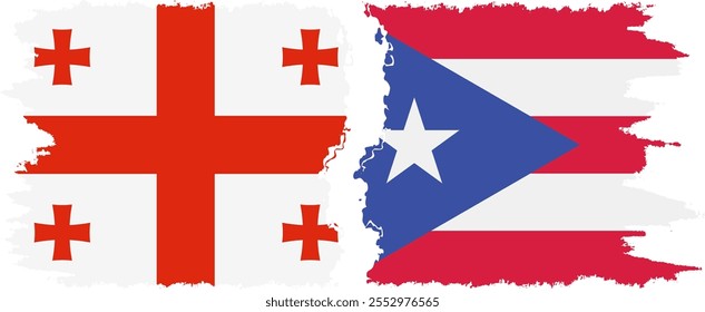 Puerto Rico and Georgia grunge flags connection, vector